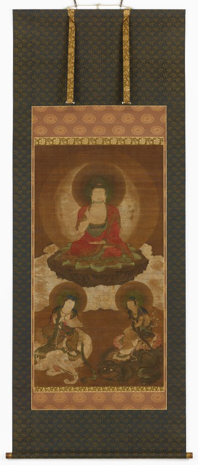 Boeddhistische triade: Sakyamuni, Manjusri en Samantabhadra, Edo periode, midden 17e-begin 18e eeuw door Sumiyoshi Gukei
