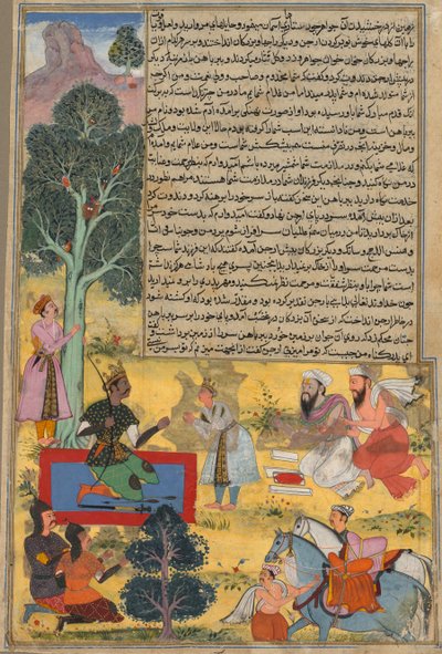 Vabhruvahana Benadert Arjuna, pagina uit het Khan Khanan