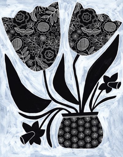 Folkbloemen met patronen door Susan Black