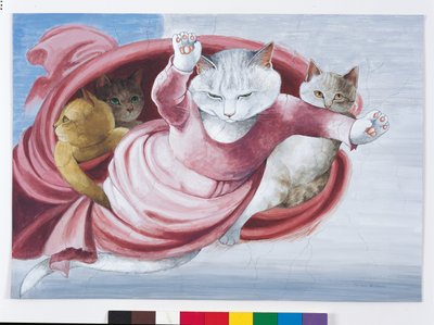 Illustratie uit Cats Galore! A Compendium of Cultured Cats (pub. 2015) door Susan Herbert