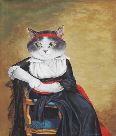 Illustratie uit Cats Galore! A Compendium of Cultured Cats (pub. 2015) door Susan Herbert