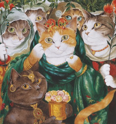 Illustratie uit Cats Galore! A Compendium of Cultured Cats (pub. 2015) door Susan Herbert
