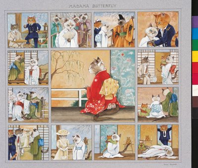 Illustratie uit Cats Galore! A Compendium of Cultured Cats (pub. 2015) door Susan Herbert