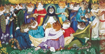 Illustratie uit Cats Galore! A Compendium of Cultured Cats (pub. 2015) door Susan Herbert