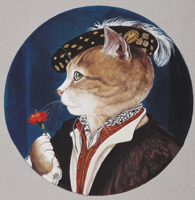 Illustratie uit Cats Galore! A Compendium of Cultured Cats (pub. 2015) door Susan Herbert