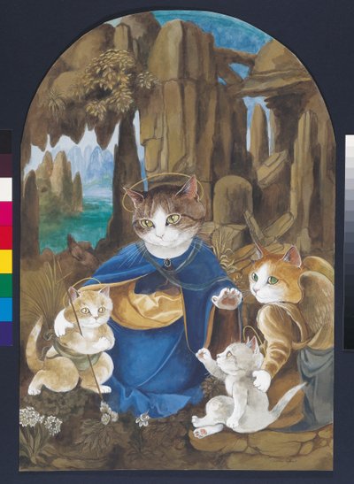 Illustratie uit Cats Galore! A Compendium of Cultured Cats (pub. 2015) door Susan Herbert