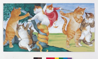 Illustratie uit Cats Galore! A Compendium of Cultured Cats (pub. 2015) door Susan Herbert