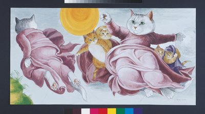 Illustratie uit Cats Galore! A Compendium of Cultured Cats (pub. 2015) door Susan Herbert