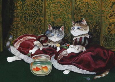 Illustratie uit Cats Galore! A Compendium of Cultured Cats (pub. 2015) door Susan Herbert