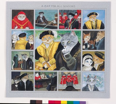 Illustratie uit Cats Galore! A Compendium of Cultured Cats (pub. 2015) door Susan Herbert
