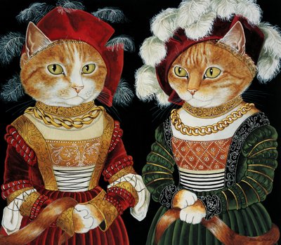 Illustratie uit Cats Galore! A Compendium of Cultured Cats (pub. 2015) door Susan Herbert