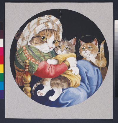 Illustratie uit Cats Galore! A Compendium of Cultured Cats (pub. 2015) door Susan Herbert