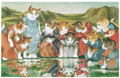 Illustratie uit Pre-Raphaelite Cats (pub. 1999) door Susan Herbert