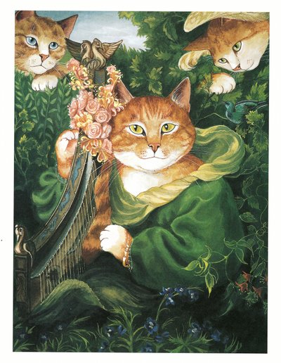 Illustratie uit Pre-Raphaelite Cats (pub. 1999) door Susan Herbert