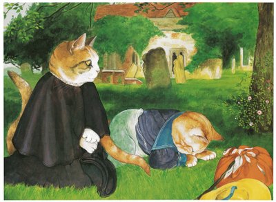 Illustratie uit Pre-Raphaelite Cats (pub. 1999) door Susan Herbert