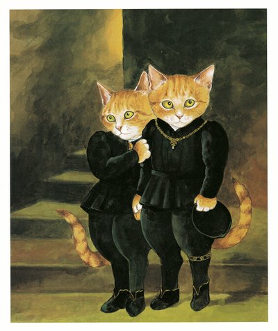 Illustratie uit Pre-Raphaelite Cats (pub. 1999) door Susan Herbert