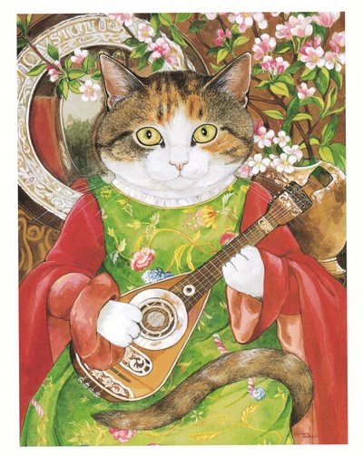 Illustratie uit Pre-Raphaelite Cats (pub. 1999) door Susan Herbert