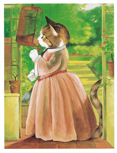 Illustratie uit Pre-Raphaelite Cats (pub. 1999) door Susan Herbert