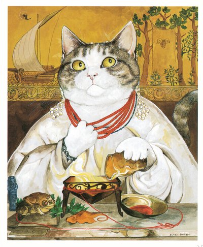 Illustratie uit Pre-Raphaelite Cats (pub. 1999) door Susan Herbert