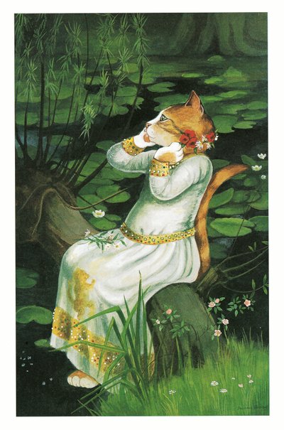 Illustratie uit Pre-Raphaelite Cats (pub. 1999) door Susan Herbert