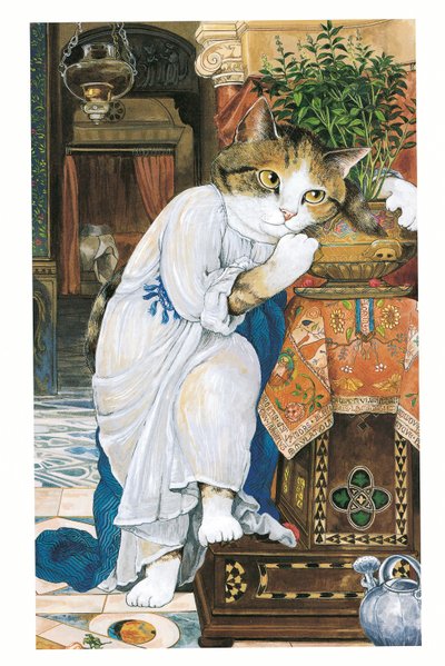 Illustratie uit Pre-Raphaelite Cats (pub. 1999) door Susan Herbert