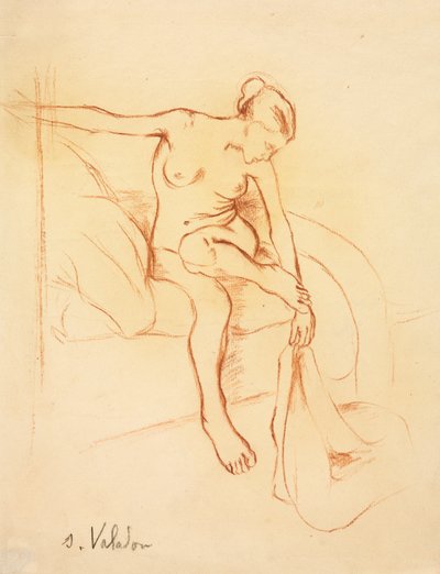 Naakte Vrouw Zittend op een Bed door Suzanne Valadon