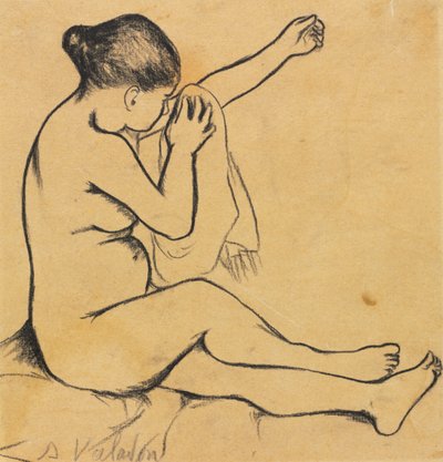 Zittende vrouwelijke naakt door Suzanne Valadon