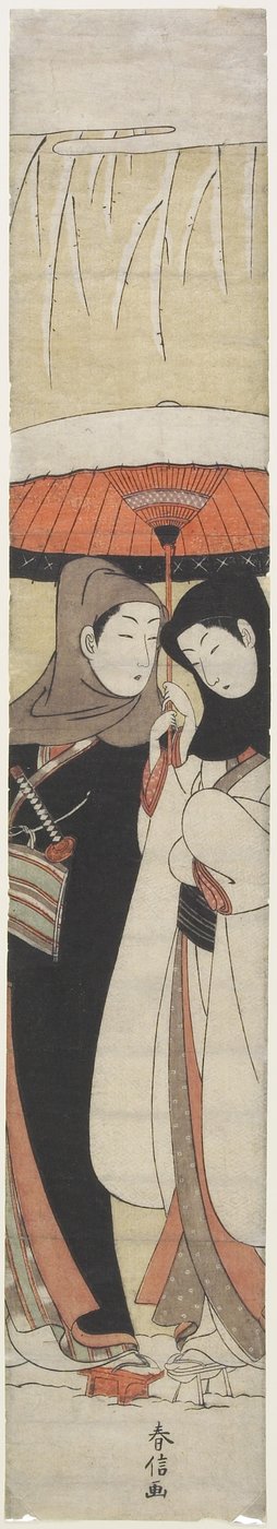 (Geliefden die een Paraplu Delen), ca. 1770 door Suzuki Harunobu