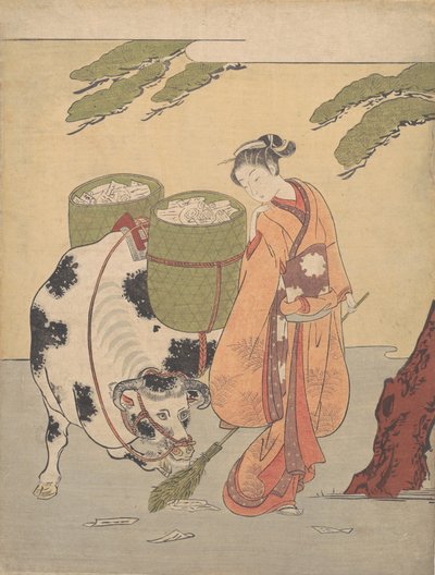Een vrouw die haar liefdesbrieven opveegt, 1725-1770 door Suzuki Harunobu