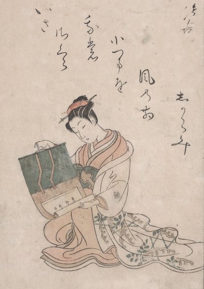 Schoonheid die een Rol Uitrolt, c.1770 door Suzuki Harunobu