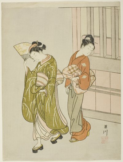 Verfrissende Bries van een Waaier (Ogi no seiran), uit de serie "Acht Zichten van de Salon (Zashiki hakkei)" door Suzuki Harunobu