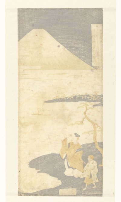 De dichter Yamabe no Akahito kijkend naar de berg Fuji (Gedichten van honderd dichters) door Suzuki Harunobu