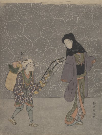 Demon-verpletterende boog, ca. 1765 door Suzuki Harunobu