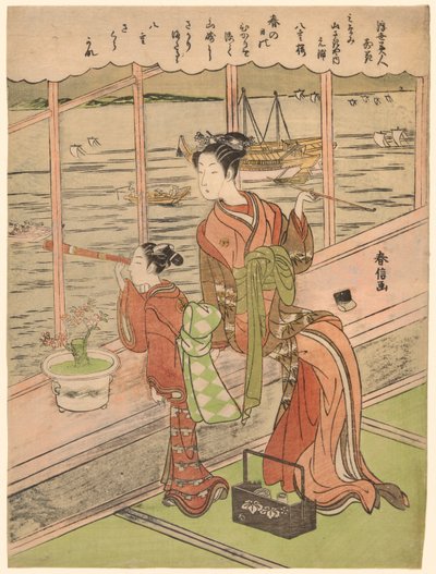Dubbelbloemige Kers: Motoura van de Minami Yamasakiya, uit de serie "Schoonheden van de Drijvende Wereld Vergeleken met Bloemen" door Suzuki Harunobu
