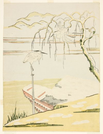 Reigers in de Sneeuw door Suzuki Harunobu