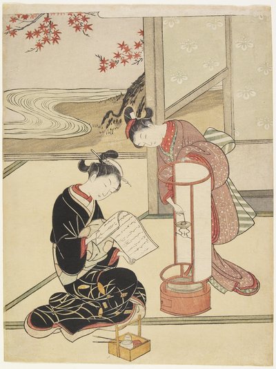 Avondgloed van de lantaarn door Suzuki Harunobu
