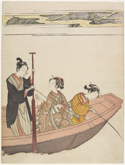 Vissen bij de Mimeguri-schrijn aan de Sumida-rivier door Suzuki Harunobu