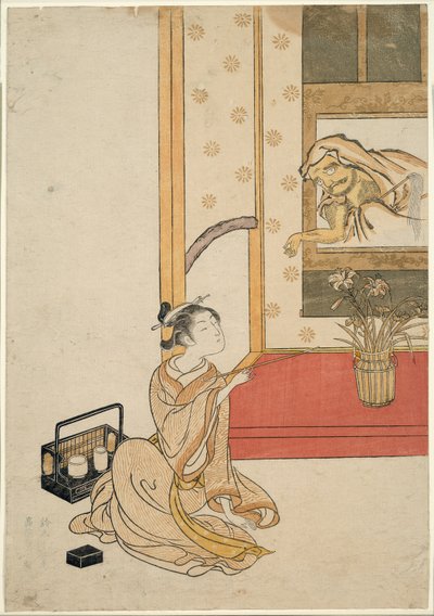 Daruma een sigaret geven door Suzuki Harunobu