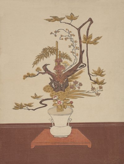 Ike Bana Bloemschikking in de Ike-no-bo Stijl, waarschijnlijk 1765 door Suzuki Harunobu