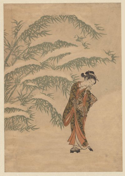 Meisje en sneeuwbal door Suzuki Harunobu