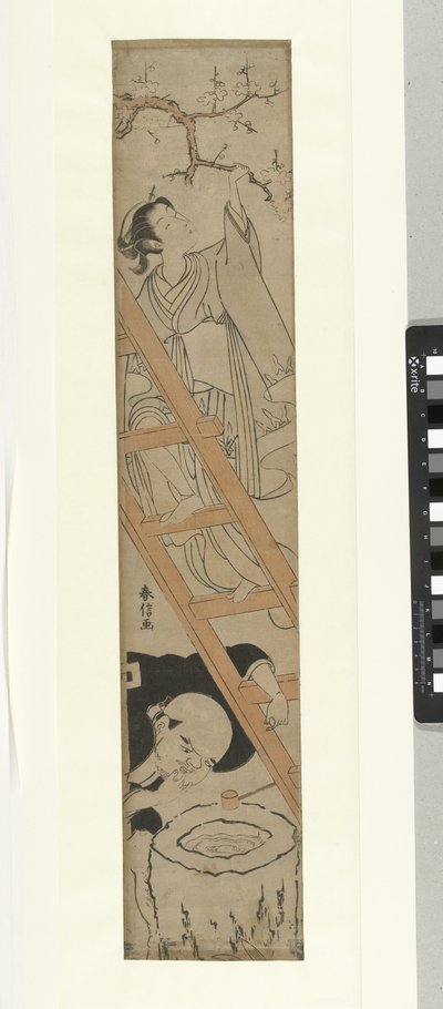 Meisje op ladder door Suzuki Harunobu