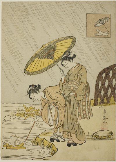 Ono no Komachi bidt voor regen door Suzuki Harunobu