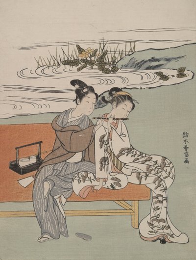 Parodie op keizer Xuanzong en Yang Guifei door Suzuki Harunobu