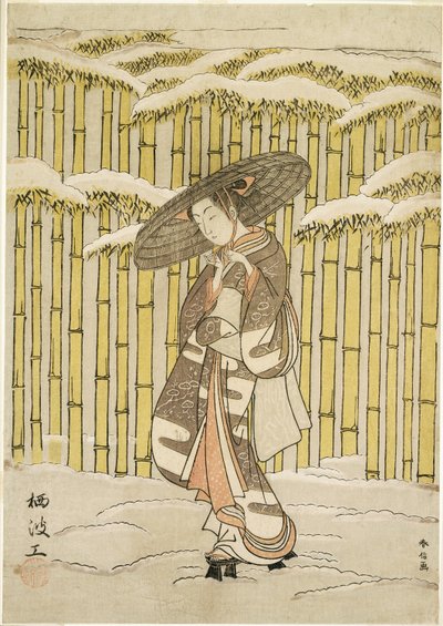 Langs het bamboebos door Suzuki Harunobu