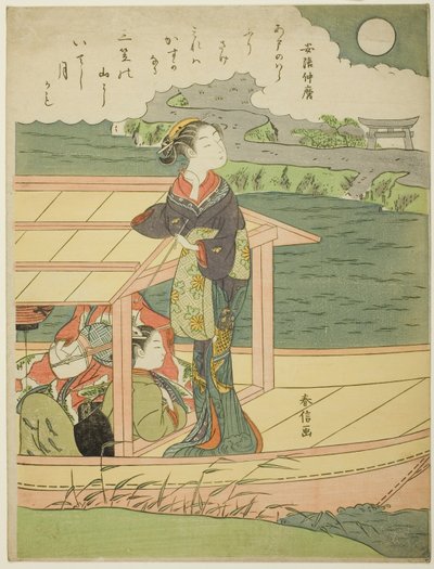 Gedicht van Abe no Nakamaro, uit een ongetitelde serie van Honderd Gedichten door Honderd Dichters door Suzuki Harunobu