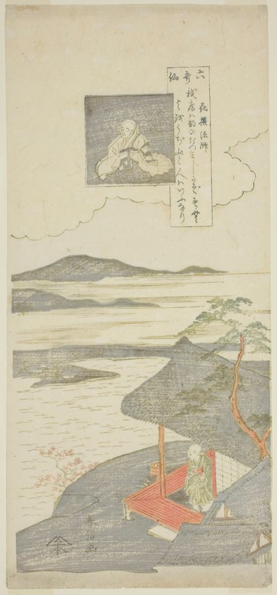 Gedicht door Kisen Hoshi, uit de serie "Zes Beroemde Dichters" door Suzuki Harunobu