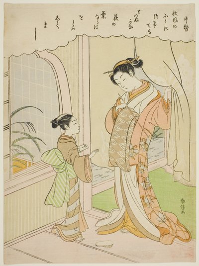 Gedicht van Nakatsukasa, uit een ongetitelde serie van Zesendertig onsterfelijke dichters door Suzuki Harunobu