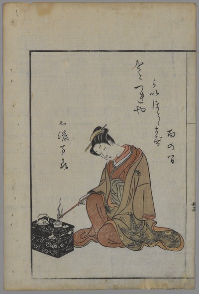 Zittende schoonheid door Suzuki Harunobu