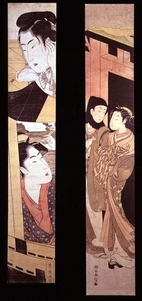 De Afspraak: Twee Geliefden bij een Poort, c.1768 door Suzuki Harunobu