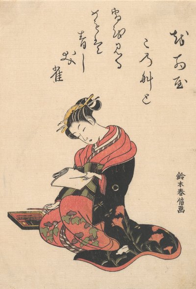 De courtisane Kasugano schrijft een brief, ca. 1765 door Suzuki Harunobu